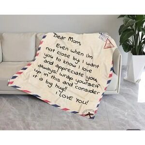 NEW "DEAR MOM" Soft Flannel Throw Blanket 36" X‎ 26" Mother's/Birthday/Christmas